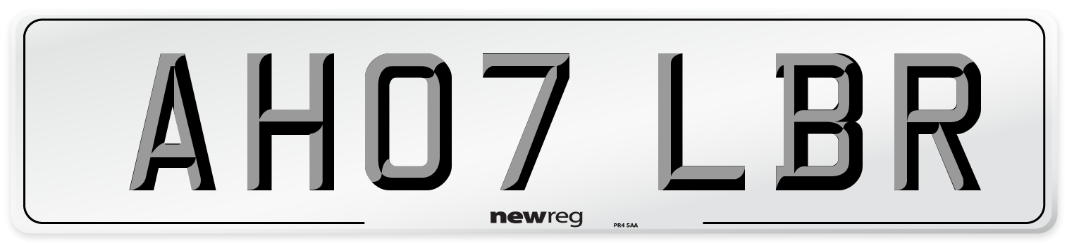 AH07 LBR Number Plate from New Reg